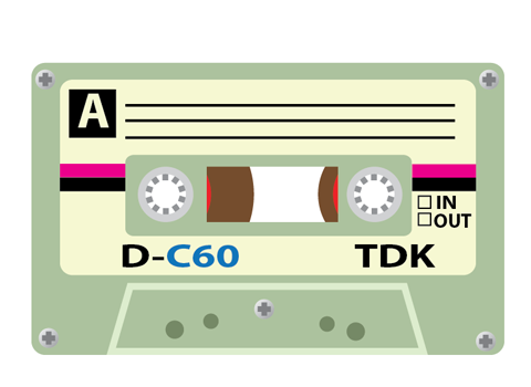 懐かしいtdkカセットテープイラストのチュートリアル Bagel Cafe