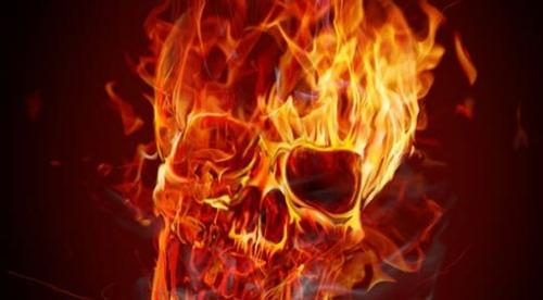flaming-skull