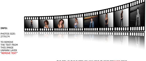 Film strip with reflection free psd file