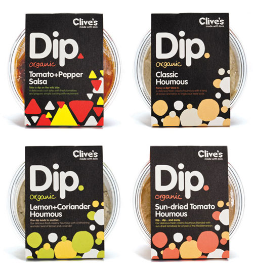 Clive’s Organic Dips package design