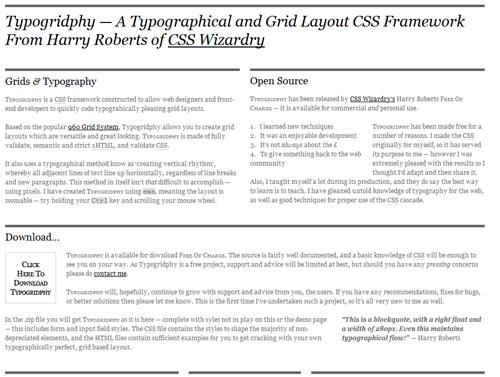 Typogridphy CSS framework