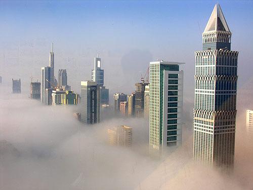 Fog at sunrise in Dubai photography