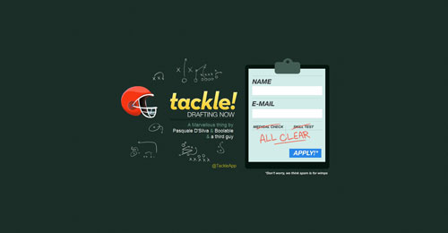 tackleapp.com launching soon page design