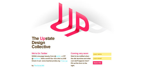 upstatedesign.org launching soon page design