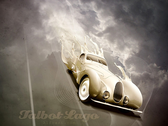 Luxury Retro Car Poster With Paint Splashing Effect