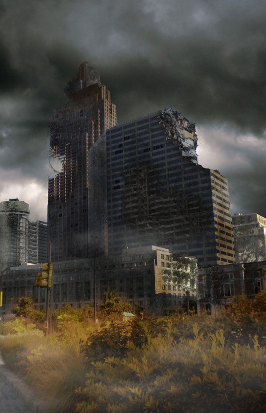 Create a Distressed Surreal Cityscape