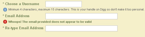 Creating a Digg Style Sign Up Form jquery tutorial