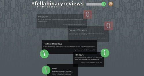 fellabinaryreviews.com HTML5 and CSS 3 inspiration showcase site