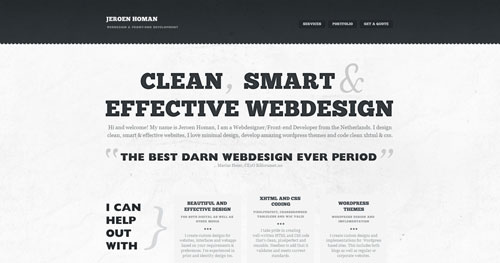 jeroenhoman.com HTML5 and CSS 3 inspiration showcase site